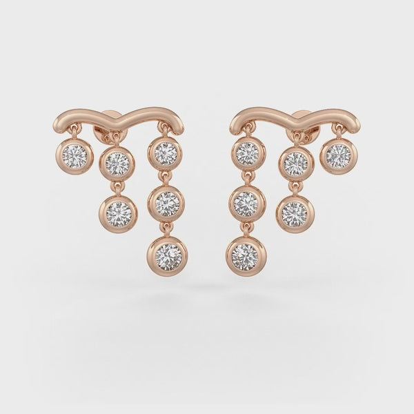 Glamorous rose gold 1ct diamond earrings