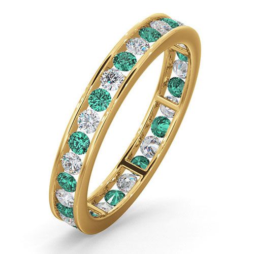 18ct Yellow Gold Channel Set Full Eternity Ring Diamond 0.50ct Emerald ...