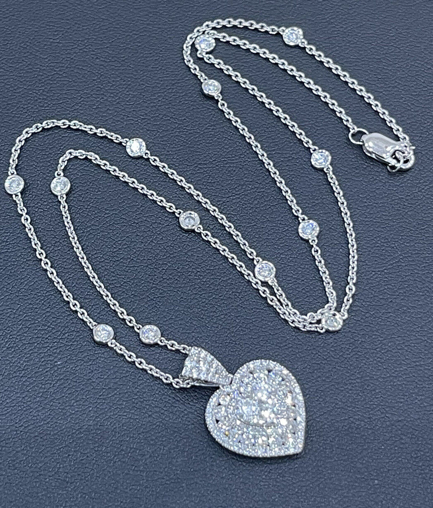 18ct white gold diamond heart necklace