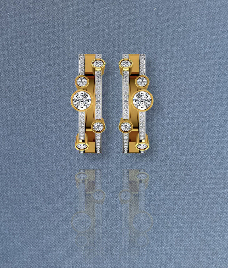 18ct yellow gold bubble diamond earrings, near one carat