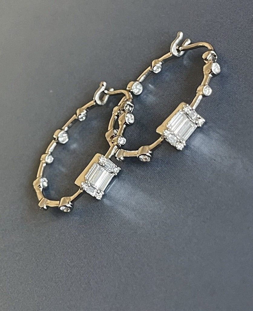 White gold diamond earrings, inside out hoops 