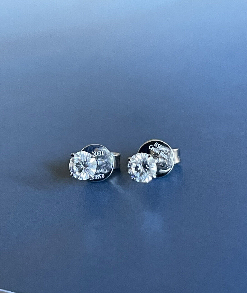 18ct white gold diamond earrings, halo studs