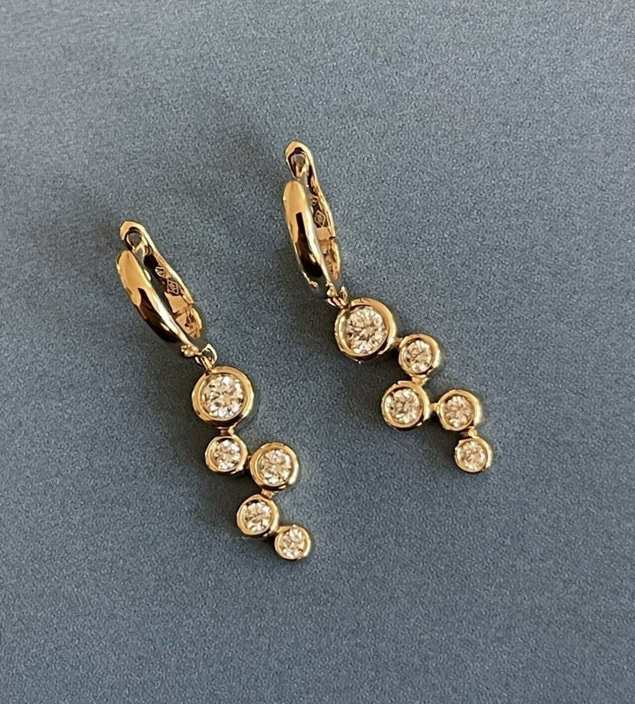 Yellow gold bubble diamond earrings 