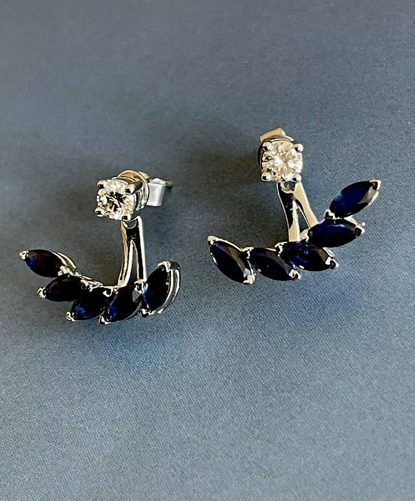 Cervin Blanc white gold solitaire diamond sapphire earrings