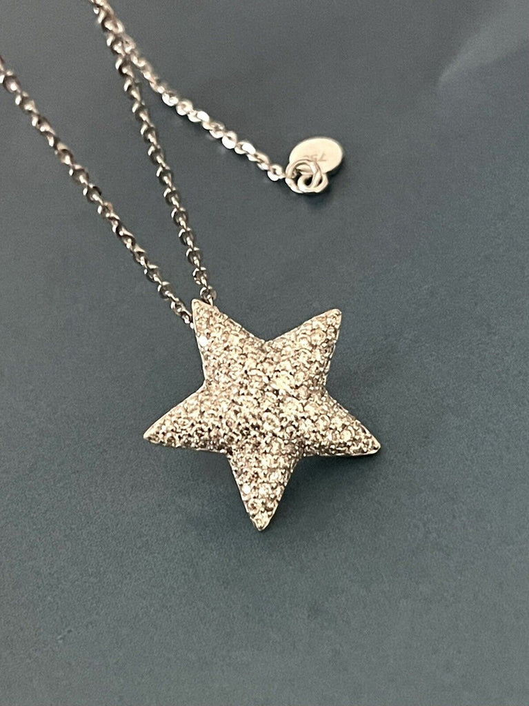 Diamond necklace, star pendant, one carat chain 