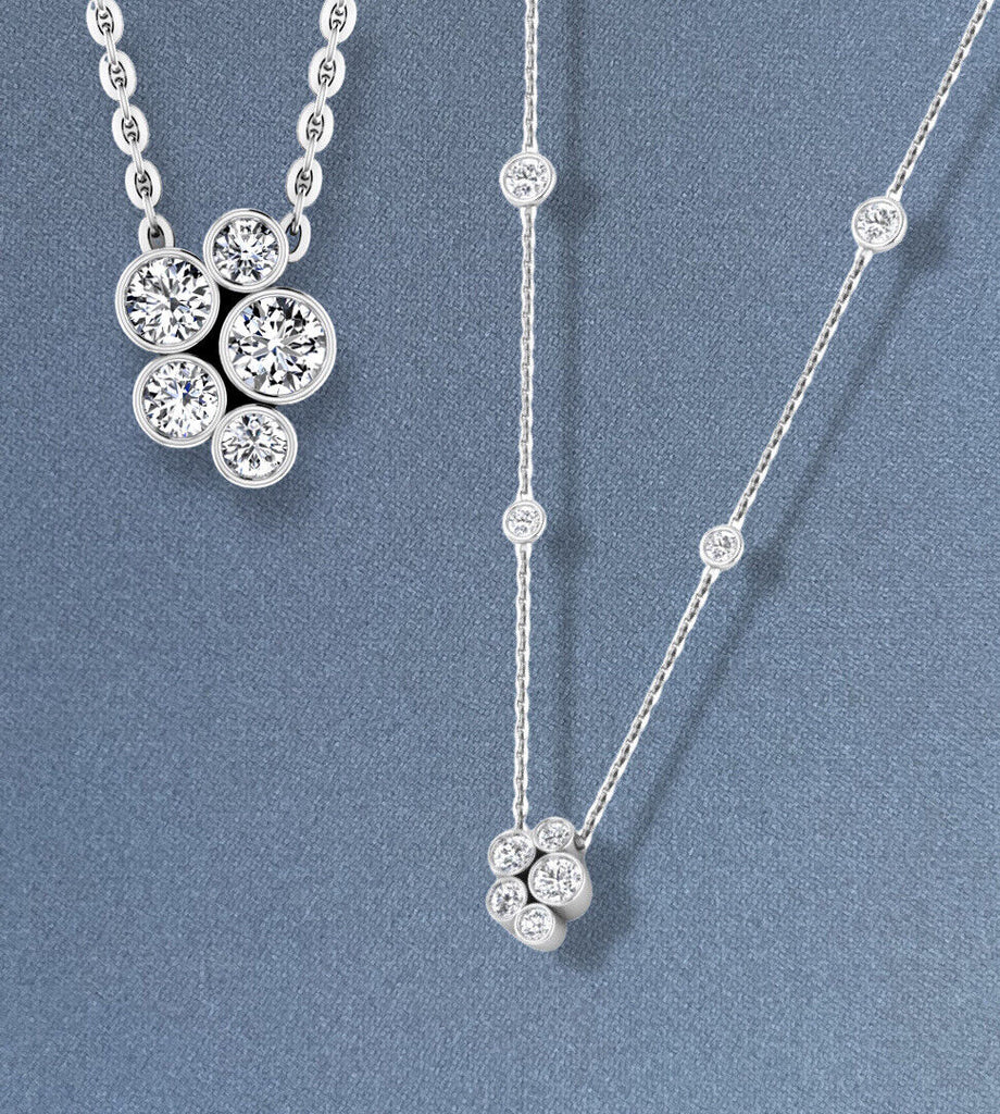 18ct white gold bubble diamond necklace 