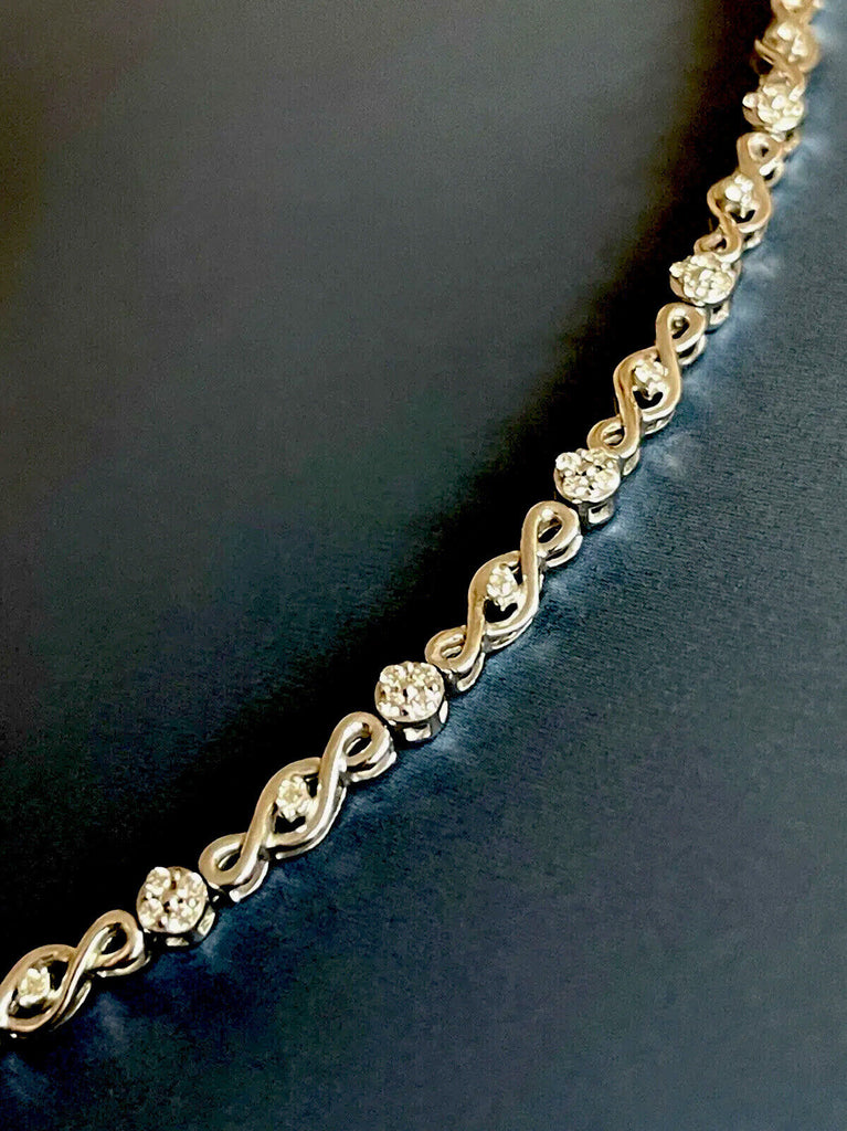 9ct white gold diamond tennis link bracelet