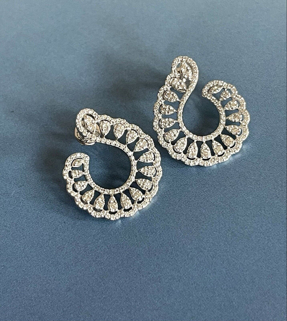 18ct white gold ear wrap diamond earrings 