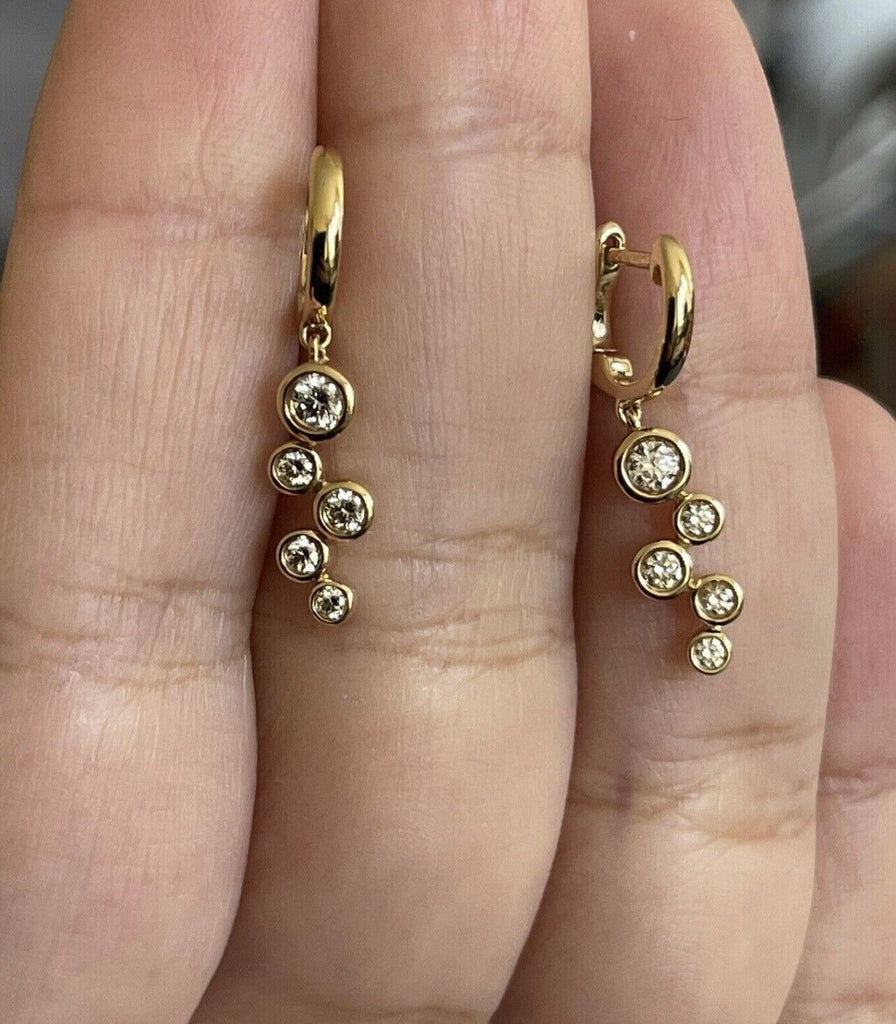 Diamond earrings, hoop drop earrings 
