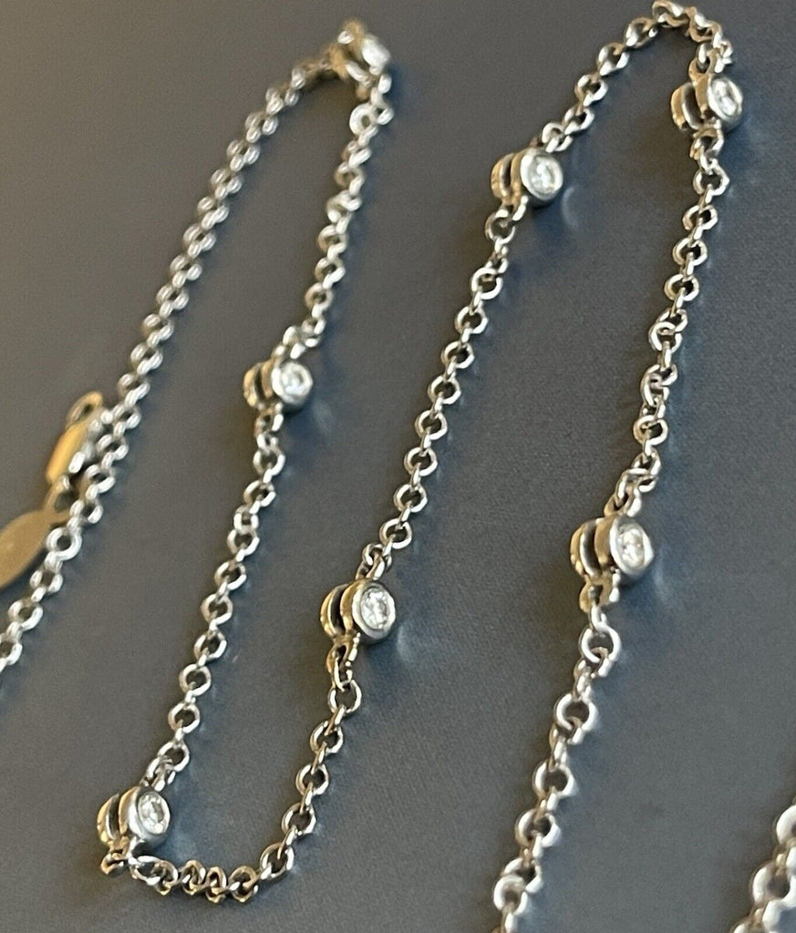 White gold diamond necklace, double sided diamond