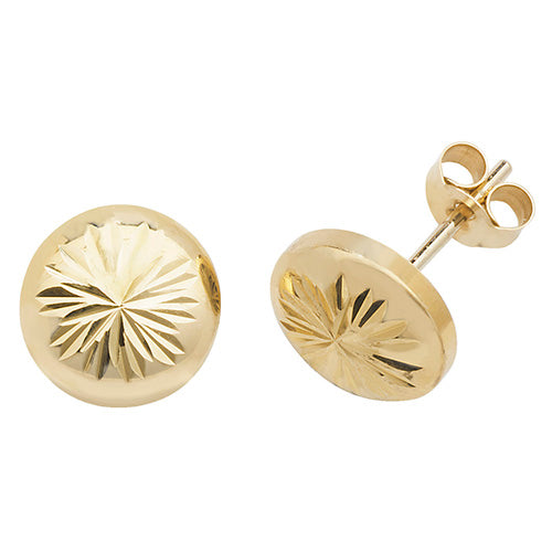 9CT GOLD DIAMOND CUT BUTTON STUDS
