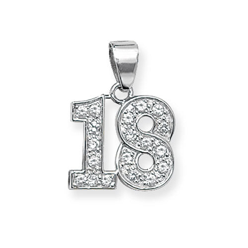 SILVER 18TH BIRTHDAY CUBIC ZIRCONIA PENDANT – London Diamond Online